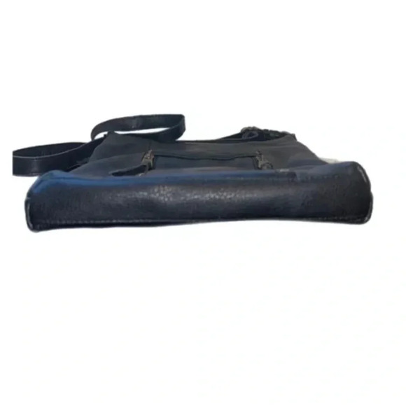 The Sak Collective LADERA Black Pebbled Authentic Leather Crossbody Bag Purse - Picture 5 of 9